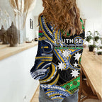 South Sea Islanders And Vanuatu Women Casual Shirt Boar Tusk Warrior Southern Tribal Pattern