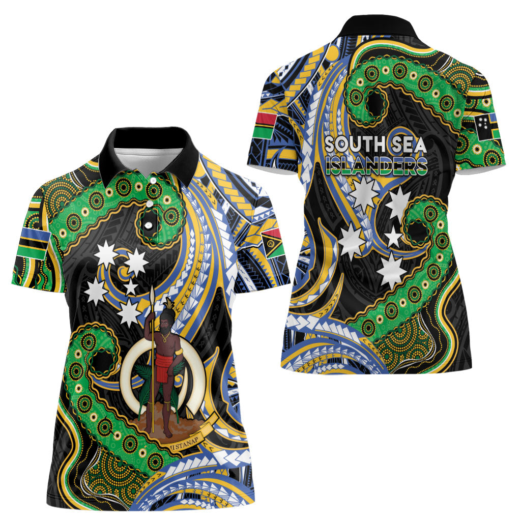 South Sea Islanders And Vanuatu Women Polo Shirt Boar Tusk Warrior Southern Tribal Pattern