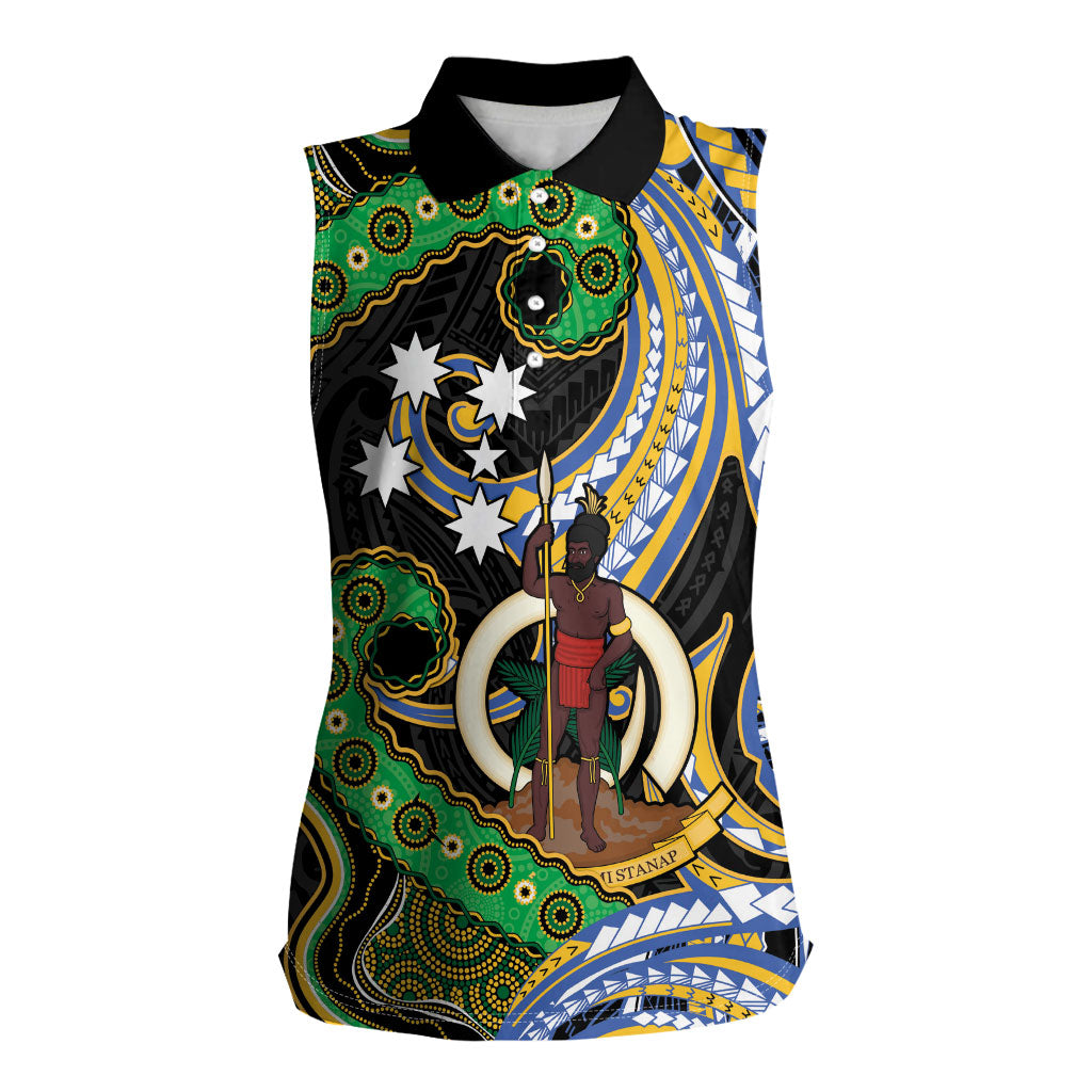 South Sea Islanders And Vanuatu Women Sleeveless Polo Shirt Boar Tusk Warrior Southern Tribal Pattern