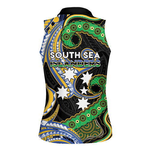 South Sea Islanders And Vanuatu Women Sleeveless Polo Shirt Boar Tusk Warrior Southern Tribal Pattern