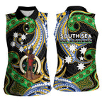 South Sea Islanders And Vanuatu Women Sleeveless Polo Shirt Boar Tusk Warrior Southern Tribal Pattern
