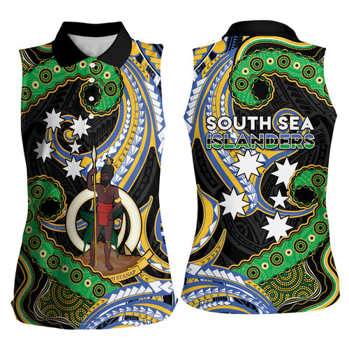 South Sea Islanders And Vanuatu Women Sleeveless Polo Shirt Boar Tusk Warrior Southern Tribal Pattern