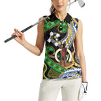 South Sea Islanders And Vanuatu Women Sleeveless Polo Shirt Boar Tusk Warrior Southern Tribal Pattern