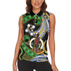 South Sea Islanders And Vanuatu Women Sleeveless Polo Shirt Boar Tusk Warrior Southern Tribal Pattern