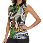 South Sea Islanders And Vanuatu Women Sleeveless Polo Shirt Boar Tusk Warrior Southern Tribal Pattern