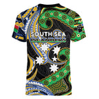 South Sea Islanders And Vanuatu Women V-Neck T-Shirt Boar Tusk Warrior Southern Tribal Pattern