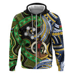 South Sea Islanders And Vanuatu Zip Hoodie Boar Tusk Warrior Southern Tribal Pattern