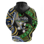 South Sea Islanders And Vanuatu Zip Hoodie Boar Tusk Warrior Southern Tribal Pattern