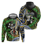 South Sea Islanders And Vanuatu Zip Hoodie Boar Tusk Warrior Southern Tribal Pattern