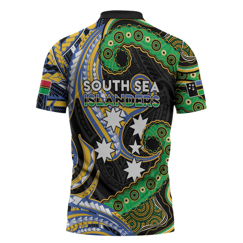 South Sea Islanders And Vanuatu Zipper Polo Shirt Boar Tusk Warrior Southern Tribal Pattern