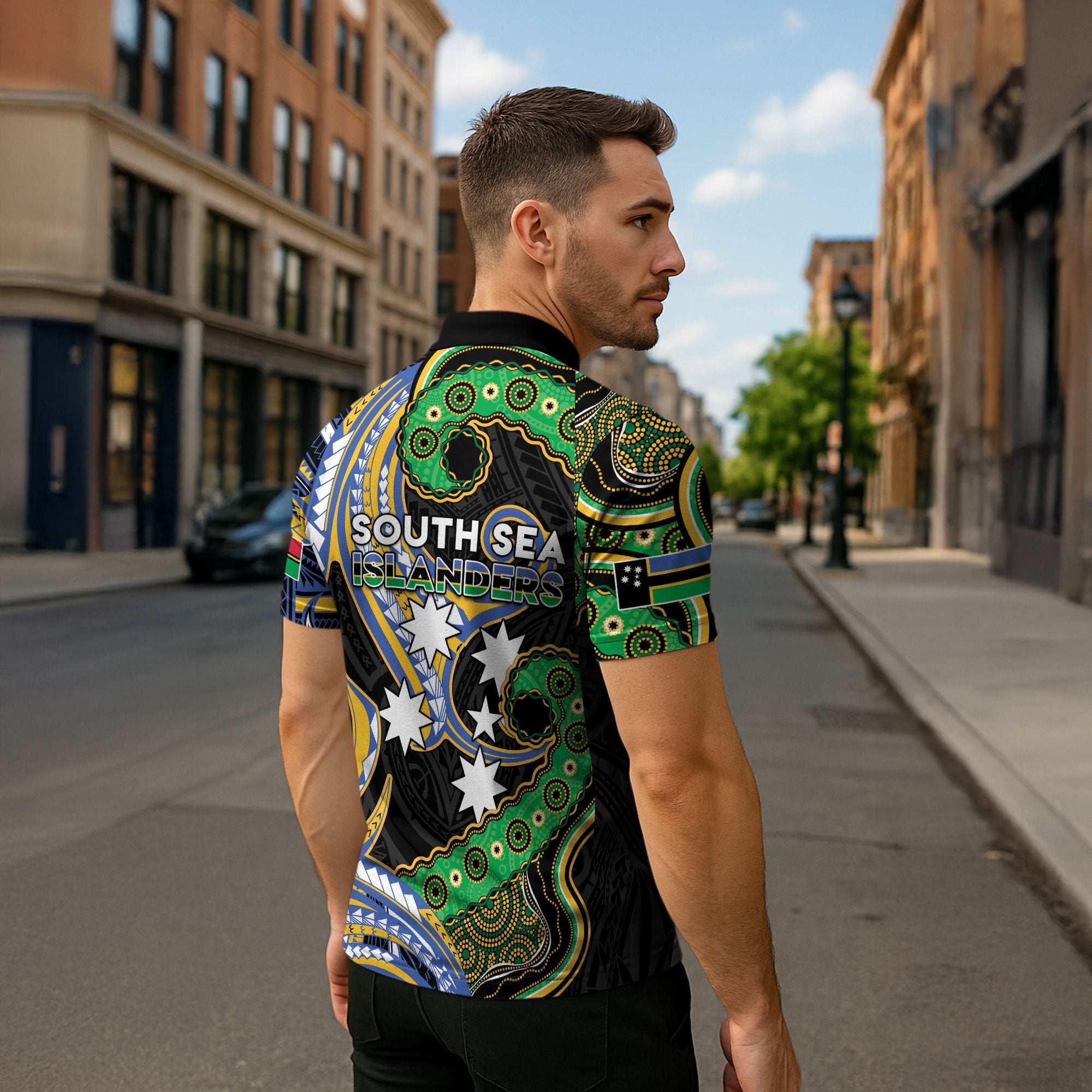 South Sea Islanders And Vanuatu Zipper Polo Shirt Boar Tusk Warrior Southern Tribal Pattern