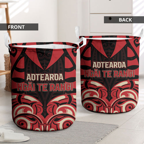 Aotearoa Ngai Te Rangi Laundry Basket New Zealand Traditional Maori Pattern