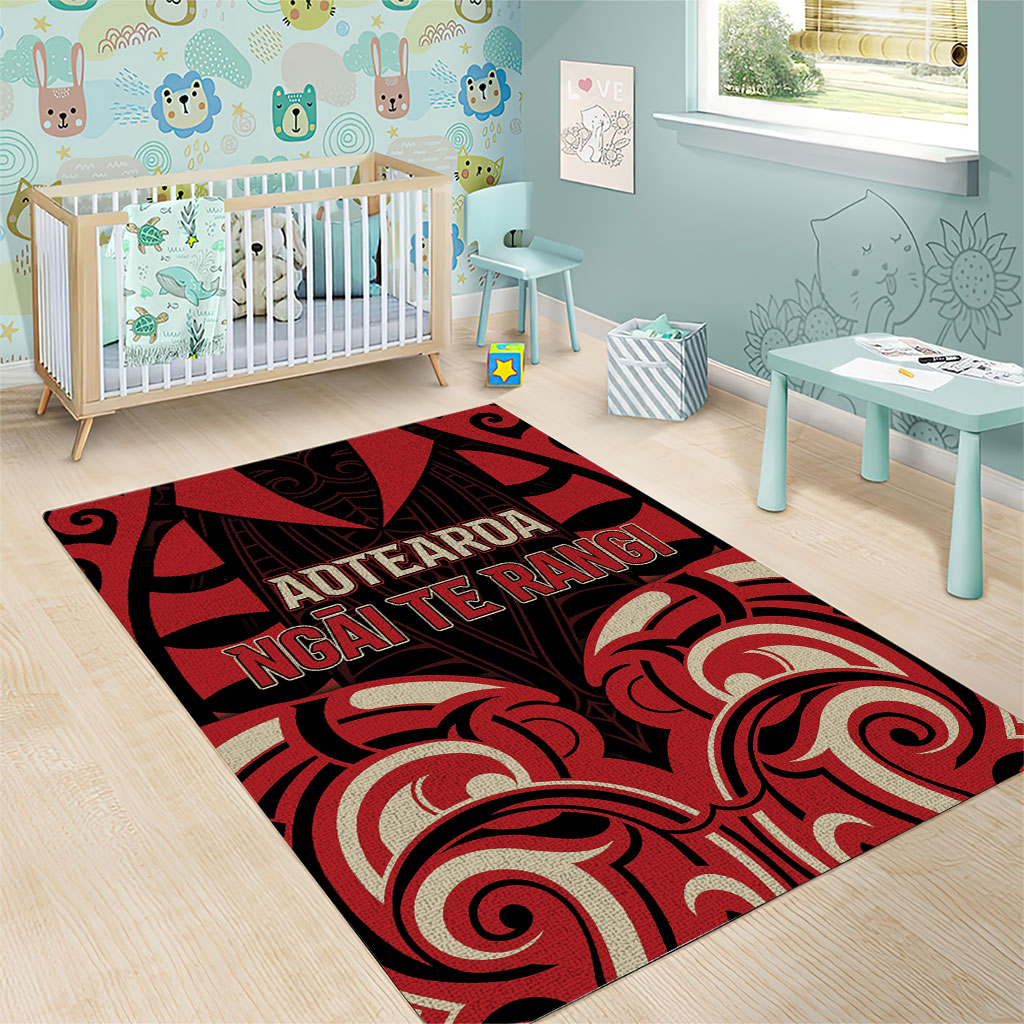 Aotearoa Ngai Te Rangi Area Rug New Zealand Traditional Maori Pattern