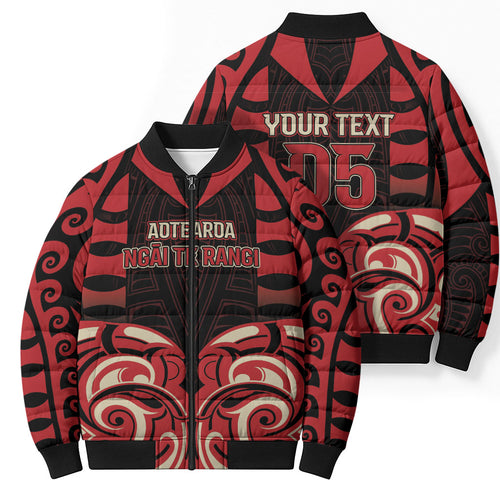 Custom Aotearoa Ngai Te Rangi Bomber Puffer Jacket New Zealand Traditional Maori Pattern