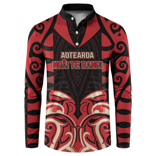 Custom Aotearoa Ngai Te Rangi Button Sweatshirt New Zealand Traditional Maori Pattern