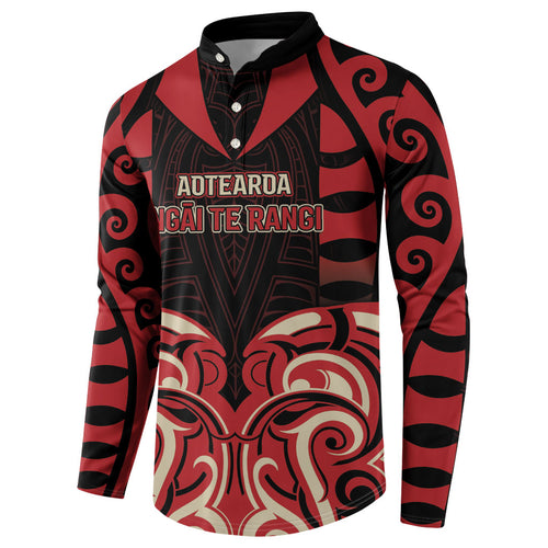 Custom Aotearoa Ngai Te Rangi Button Sweatshirt New Zealand Traditional Maori Pattern