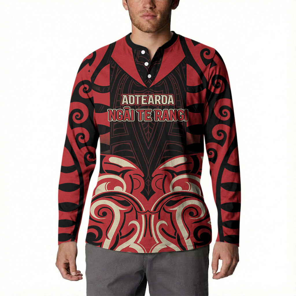 Custom Aotearoa Ngai Te Rangi Button Sweatshirt New Zealand Traditional Maori Pattern
