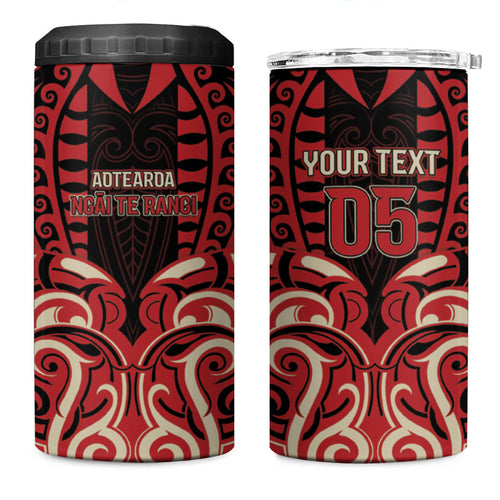 Custom Aotearoa Ngai Te Rangi 4 in 1 Can Cooler Tumbler New Zealand Traditional Maori Pattern