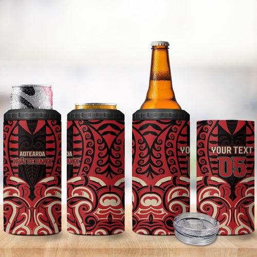 Custom Aotearoa Ngai Te Rangi 4 in 1 Can Cooler Tumbler New Zealand Traditional Maori Pattern