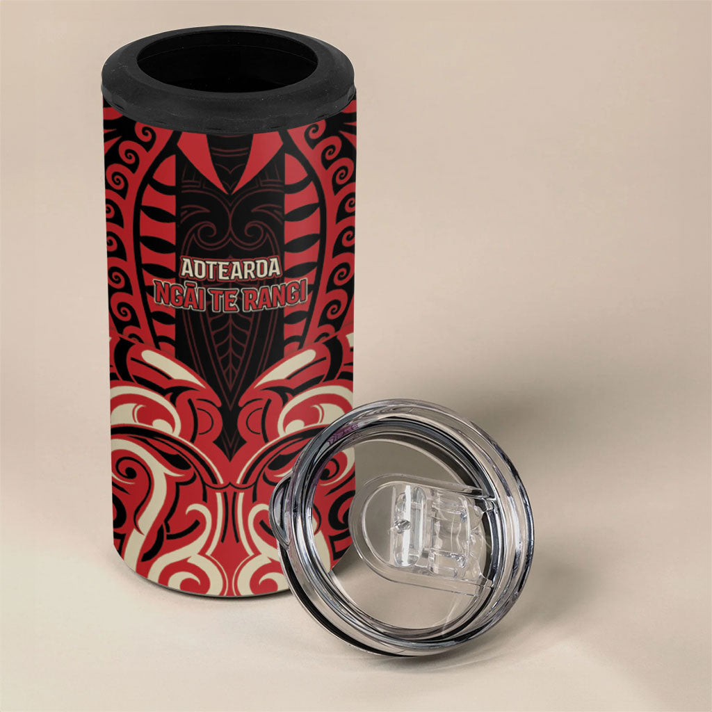 Custom Aotearoa Ngai Te Rangi 4 in 1 Can Cooler Tumbler New Zealand Traditional Maori Pattern