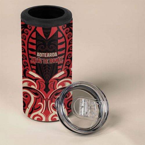 Custom Aotearoa Ngai Te Rangi 4 in 1 Can Cooler Tumbler New Zealand Traditional Maori Pattern