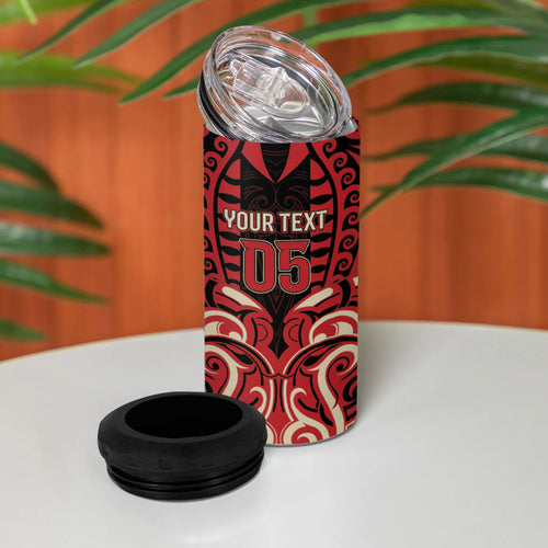 Custom Aotearoa Ngai Te Rangi 4 in 1 Can Cooler Tumbler New Zealand Traditional Maori Pattern