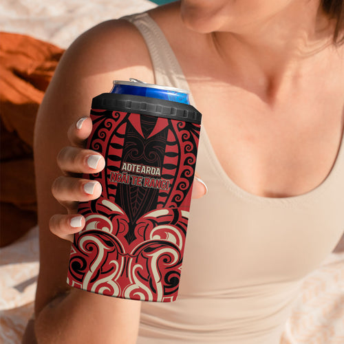 Custom Aotearoa Ngai Te Rangi 4 in 1 Can Cooler Tumbler New Zealand Traditional Maori Pattern