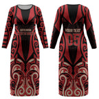 Custom Aotearoa Ngai Te Rangi Couples Matching Long Sleeve Bodycon Dress and Hawaiian Shirt New Zealand Traditional Maori Pattern