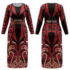 Custom Aotearoa Ngai Te Rangi Couples Matching Long Sleeve Bodycon Dress and Long Sleeve Button Shirt New Zealand Traditional Maori Pattern