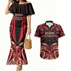 Custom Aotearoa Ngai Te Rangi Couples Matching Mermaid Dress and Hawaiian Shirt New Zealand Traditional Maori Pattern