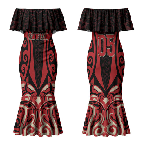 Custom Aotearoa Ngai Te Rangi Couples Matching Mermaid Dress and Hawaiian Shirt New Zealand Traditional Maori Pattern
