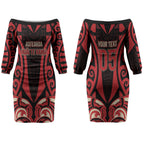 Custom Aotearoa Ngai Te Rangi Couples Matching Off The Shoulder Long Sleeve Dress and Hawaiian Shirt New Zealand Traditional Maori Pattern