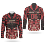 Custom Aotearoa Ngai Te Rangi Couples Matching Off The Shoulder Long Sleeve Dress and Long Sleeve Button Shirt New Zealand Traditional Maori Pattern