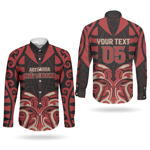 Custom Aotearoa Ngai Te Rangi Couples Matching Puletasi and Long Sleeve Button Shirt New Zealand Traditional Maori Pattern