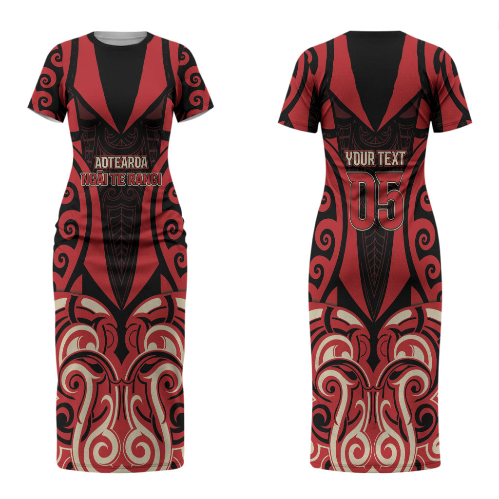 Custom Aotearoa Ngai Te Rangi Couples Matching Short Sleeve Bodycon Dress and Long Sleeve Button Shirt New Zealand Traditional Maori Pattern
