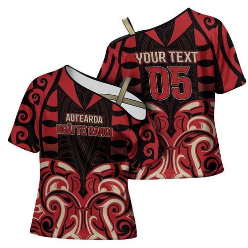 Custom Aotearoa Ngai Te Rangi Cross Shoulder Shirt New Zealand Traditional Maori Pattern