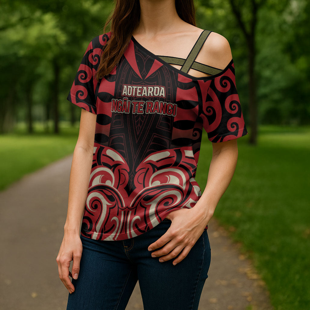 Custom Aotearoa Ngai Te Rangi Cross Shoulder Shirt New Zealand Traditional Maori Pattern