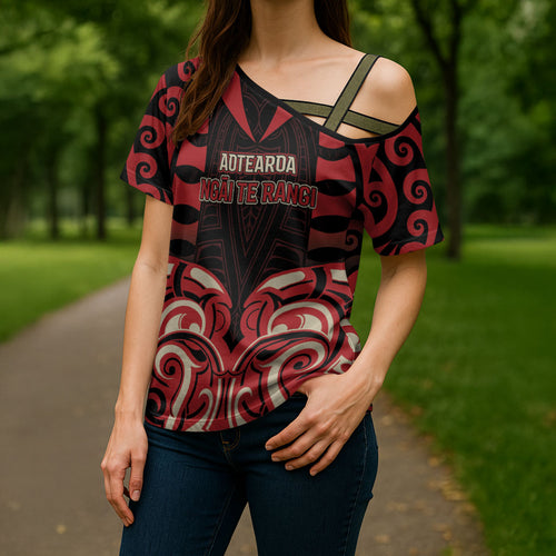 Custom Aotearoa Ngai Te Rangi Cross Shoulder Shirt New Zealand Traditional Maori Pattern