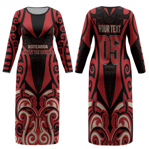 Custom Aotearoa Ngai Te Rangi Family Matching Long Sleeve Bodycon Dress and Hawaiian Shirt New Zealand Traditional Maori Pattern