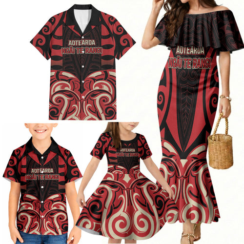 Custom Aotearoa Ngai Te Rangi Family Matching Mermaid Dress and Hawaiian Shirt New Zealand Traditional Maori Pattern