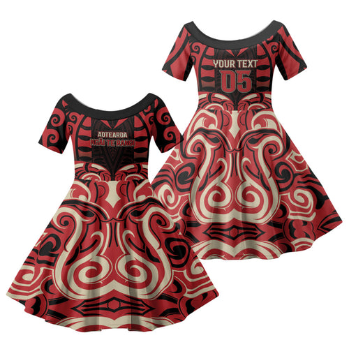 Custom Aotearoa Ngai Te Rangi Family Matching Off Shoulder Maxi Dress and Hawaiian Shirt New Zealand Traditional Maori Pattern