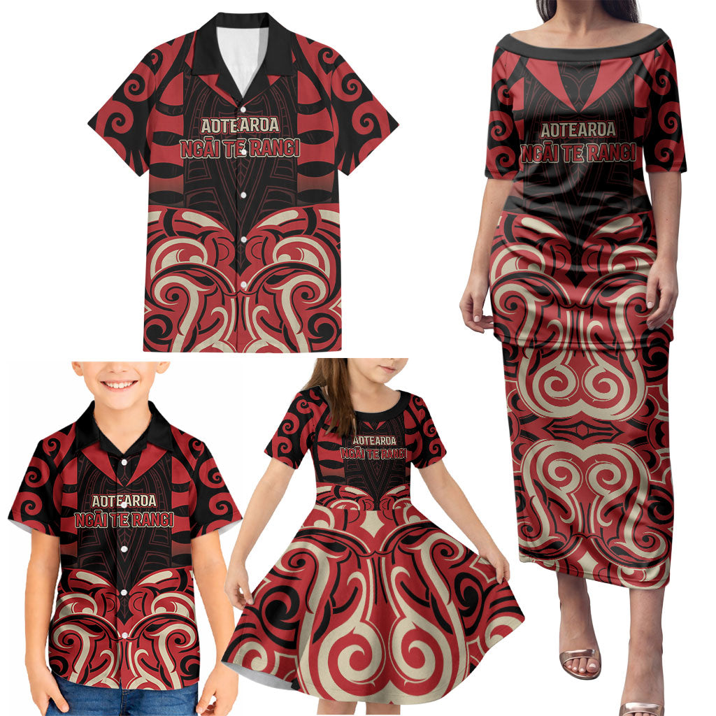 Custom Aotearoa Ngai Te Rangi Family Matching Puletasi and Hawaiian Shirt New Zealand Traditional Maori Pattern