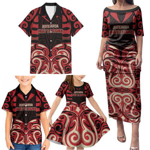 Custom Aotearoa Ngai Te Rangi Family Matching Puletasi and Hawaiian Shirt New Zealand Traditional Maori Pattern