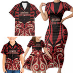 Custom Aotearoa Ngai Te Rangi Family Matching Short Sleeve Bodycon Dress and Hawaiian Shirt New Zealand Traditional Maori Pattern