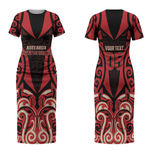 Custom Aotearoa Ngai Te Rangi Family Matching Short Sleeve Bodycon Dress and Hawaiian Shirt New Zealand Traditional Maori Pattern