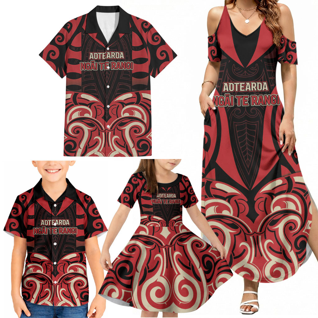 Custom Aotearoa Ngai Te Rangi Family Matching Summer Maxi Dress and Hawaiian Shirt New Zealand Traditional Maori Pattern