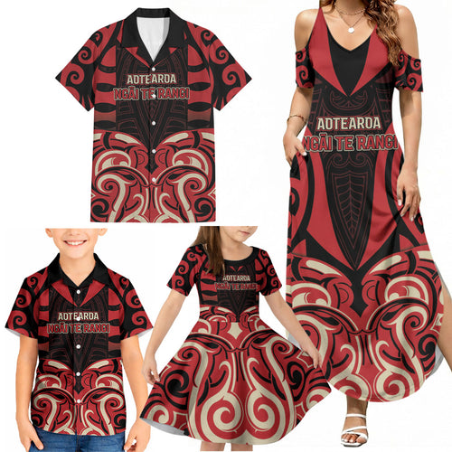 Custom Aotearoa Ngai Te Rangi Family Matching Summer Maxi Dress and Hawaiian Shirt New Zealand Traditional Maori Pattern
