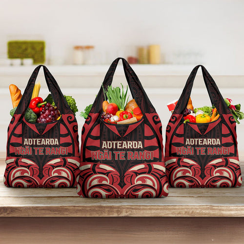 Aotearoa Ngai Te Rangi Grocery Bag New Zealand Traditional Maori Pattern