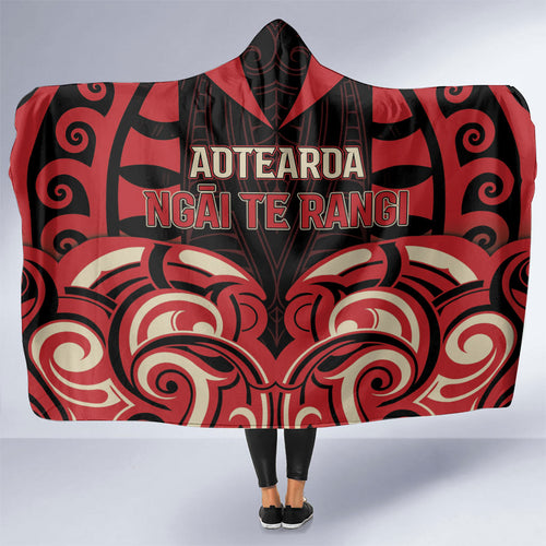 Aotearoa Ngai Te Rangi Hooded Blanket New Zealand Traditional Maori Pattern