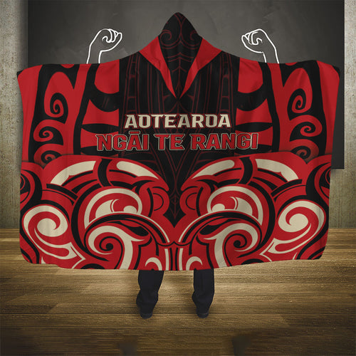 Aotearoa Ngai Te Rangi Hooded Blanket New Zealand Traditional Maori Pattern